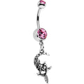 BodyCandy Pink Gem Moon and Ms Mermaid Dangle Belly Ring — main product shot