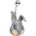 BodyCandy Glitter Gray Happy Easter Bunny Rabbit Belly Ring — main product shot