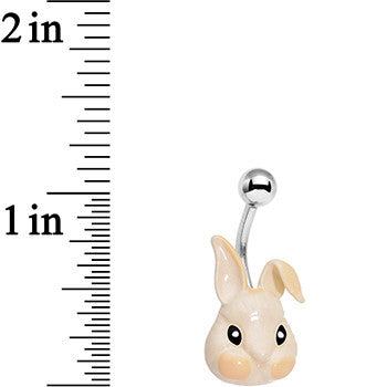 BodyCandy Pretty Peach Happy Easter Bunny Rabbit Belly Ring — detail close-up