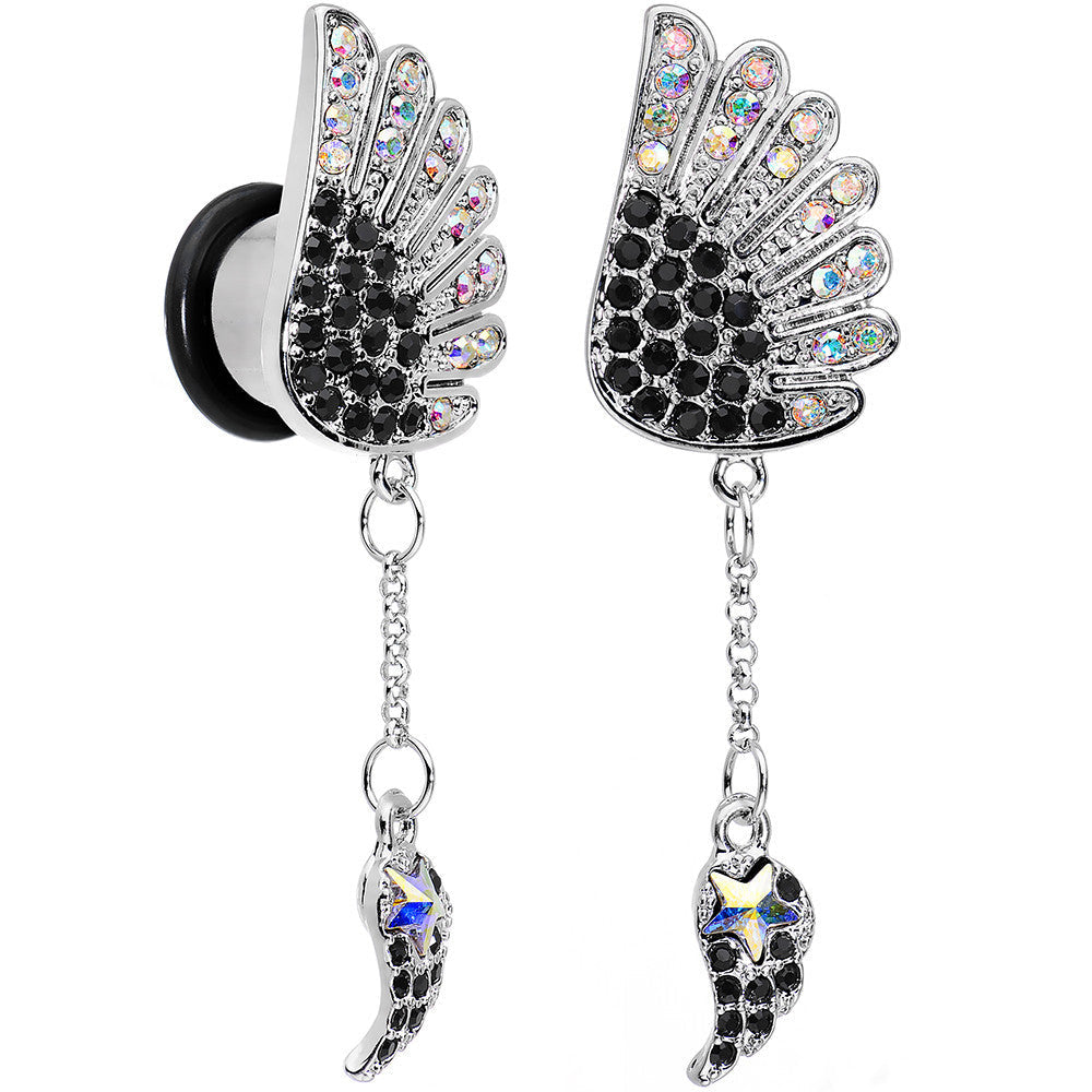 BodyCandy 1/2 Aurora Black Gem Arial Angel Wings Dangle Plug Set — main product shot