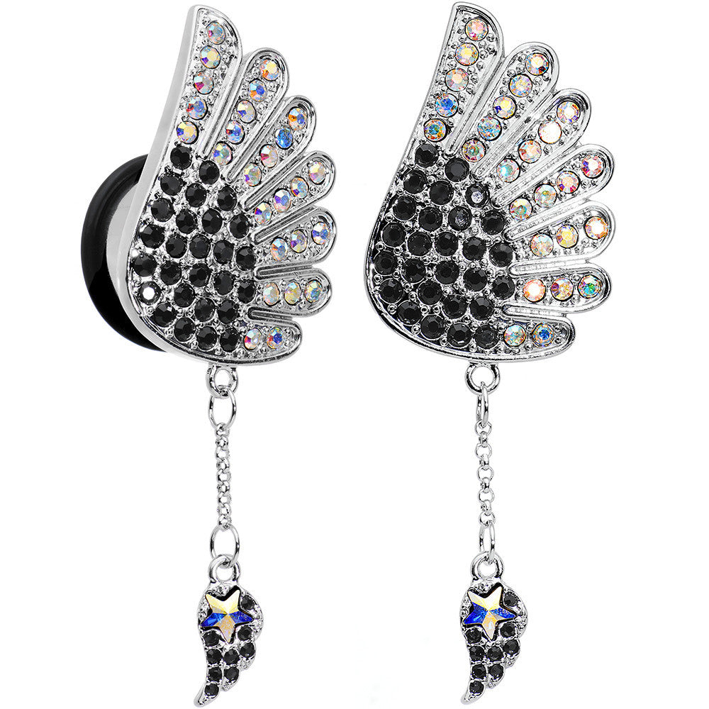 BodyCandy 18mm Aurora Black Gem Arial Angel Wings Dangle Plug Set — main product shot
