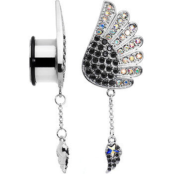 BodyCandy 18mm Aurora Black Gem Arial Angel Wings Dangle Plug Set — detail close-up