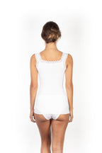 BASIC COTTON Free Spirit Premium Quality 100% Cotton Women's Lace Trim Tank Top Made in Italy — view 3