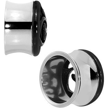 BodyCandy 18mm Steel Black Filigree Duet Heart Saddle Plug Set — detail close-up