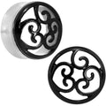 BodyCandy 24mm Steel Black Filigree Duet Heart Saddle Plug Set — main product shot
