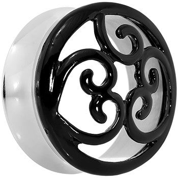 BodyCandy 28mm Steel Black Filigree Duet Heart Saddle Plug Set — lifestyle context