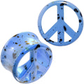 BodyCandy Black Speckled Blue Acrylic Peace Sign Saddle Plug Set Available in Sizes 00G to 20mm — main product shot