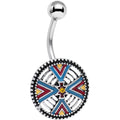 BodyCandy Red Blue Yellow Southwestern Powerful Medallion Belly Ring — main product shot