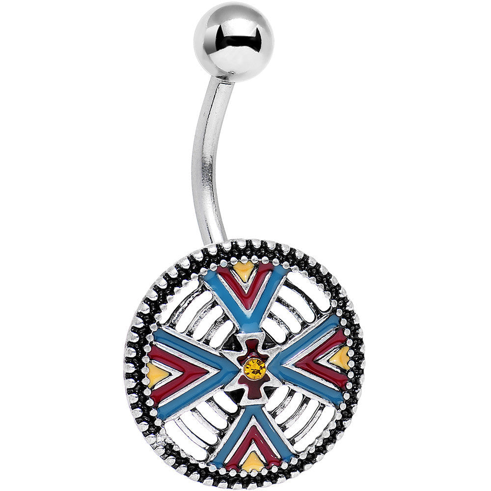 BodyCandy Red Blue Yellow Southwestern Powerful Medallion Belly Ring — main product shot