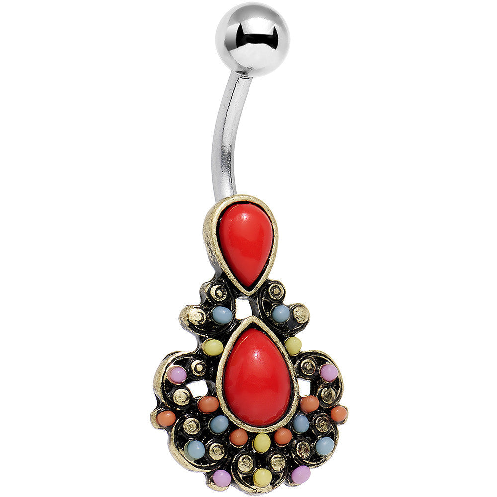 BodyCandy Red Orb Splash of Color Southwestern Elegant Drop Belly Ring — main product shot