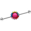 BodyCandy 14G Prismatic Sunburst Flower Industrial Barbell 38mm — main product shot