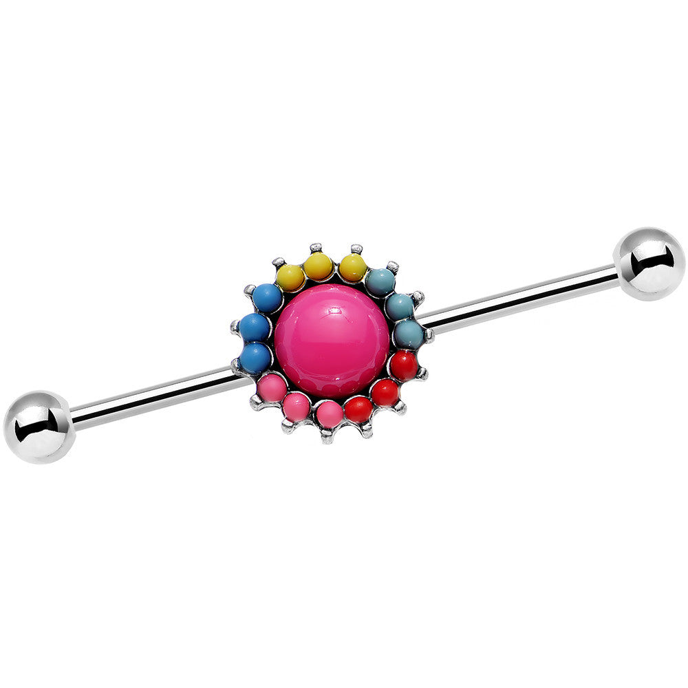 BodyCandy 14G Prismatic Sunburst Flower Industrial Barbell 38mm — main product shot