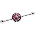 BodyCandy 14G Pink and Blue Floral Mandala Industrial Barbell 38mm — main product shot