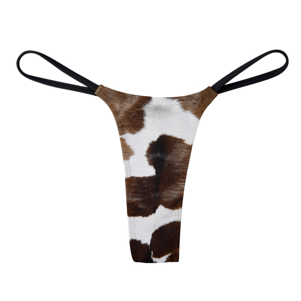 Luckless Outfitters Cow Print Yoga Thong — main product shot