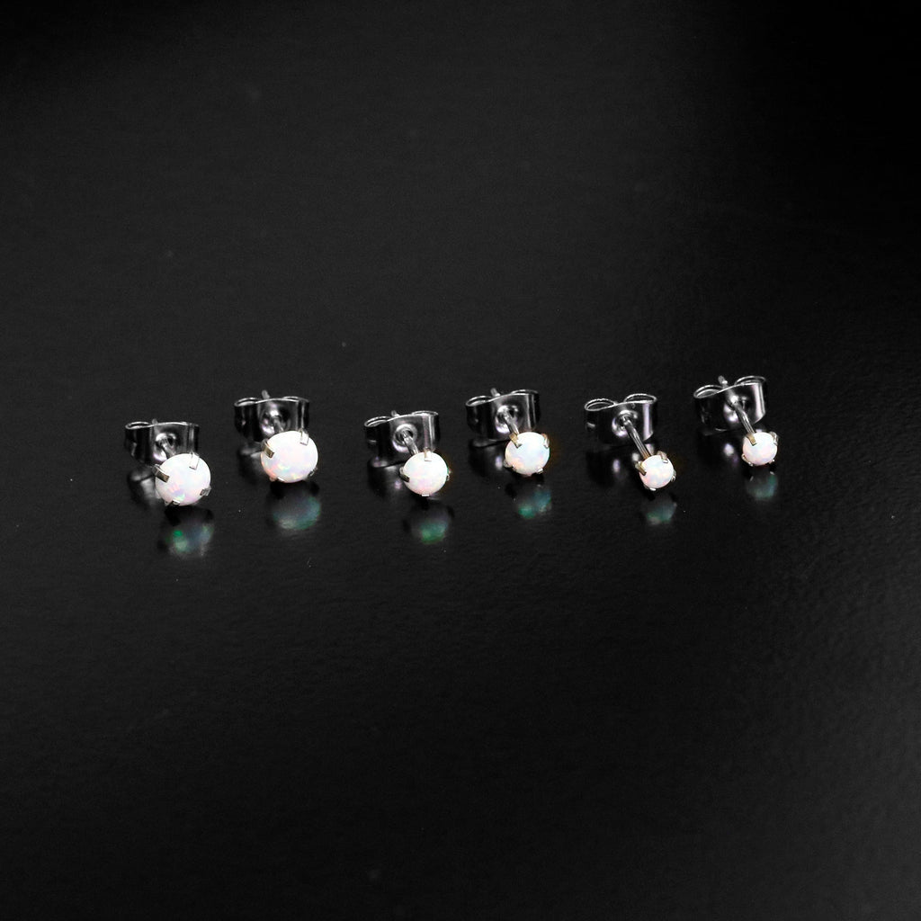 BodyCandy White Synthetic Opal Stainless Steel Post Stud Earring Pack Set of 3 — size reference