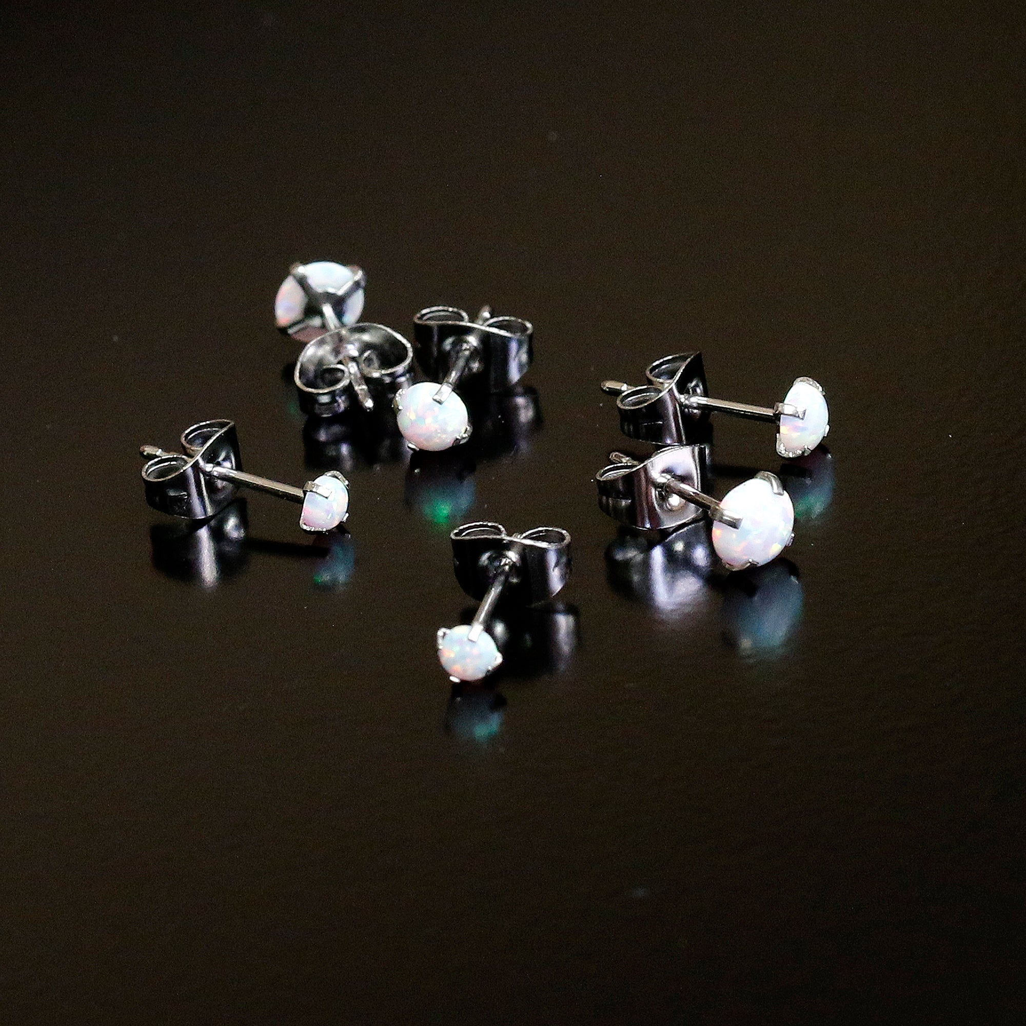 BodyCandy White Synthetic Opal Stainless Steel Post Stud Earring Pack Set of 3 — packaging
