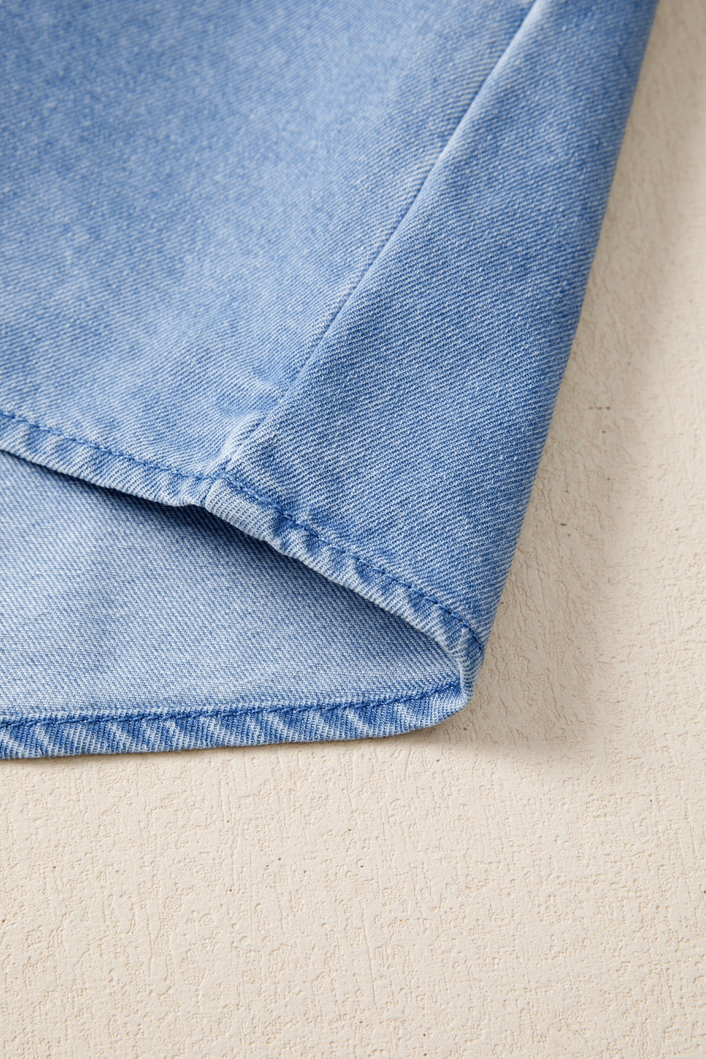 Frilled Collar Flutter Sleeve Denim Top