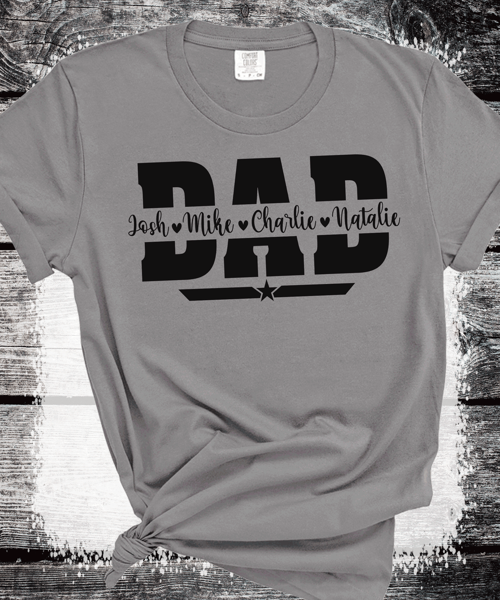 A Blessed Texas Mess Boutique Comfort Colors®  Custom Dad Shirt with Kid Names, Father's Day Gift, New Dad… — construction detail