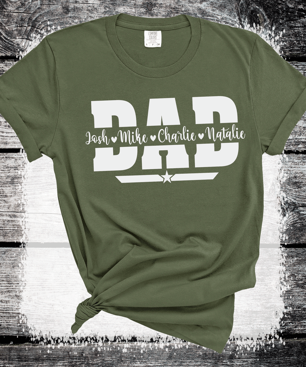 A Blessed Texas Mess Boutique Comfort Colors®  Custom Dad Shirt with Kid Names, Father's Day Gift, New Dad… — detail shot 7