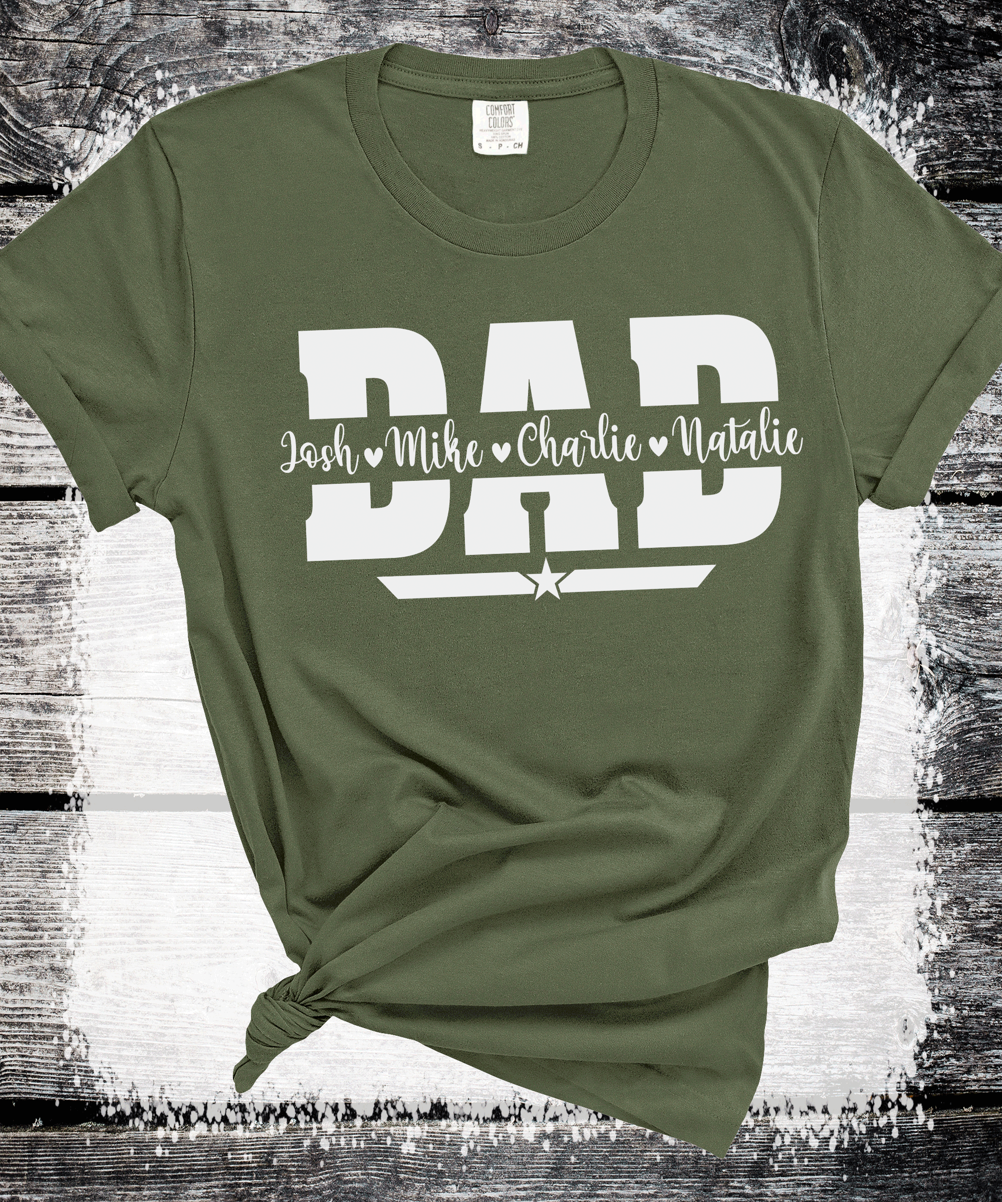 A Blessed Texas Mess Boutique Comfort Colors®  Custom Dad Shirt with Kid Names, Father's Day Gift, New Dad… — detail shot 7