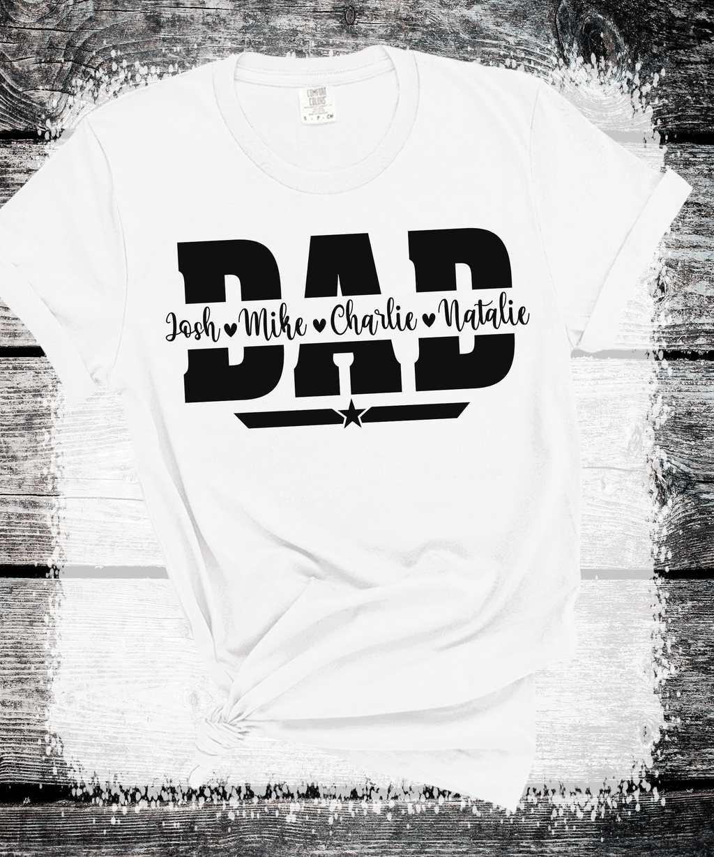 A Blessed Texas Mess Boutique Comfort Colors®  Custom Dad Shirt with Kid Names, Father's Day Gift, New Dad… — lifestyle worn / used context