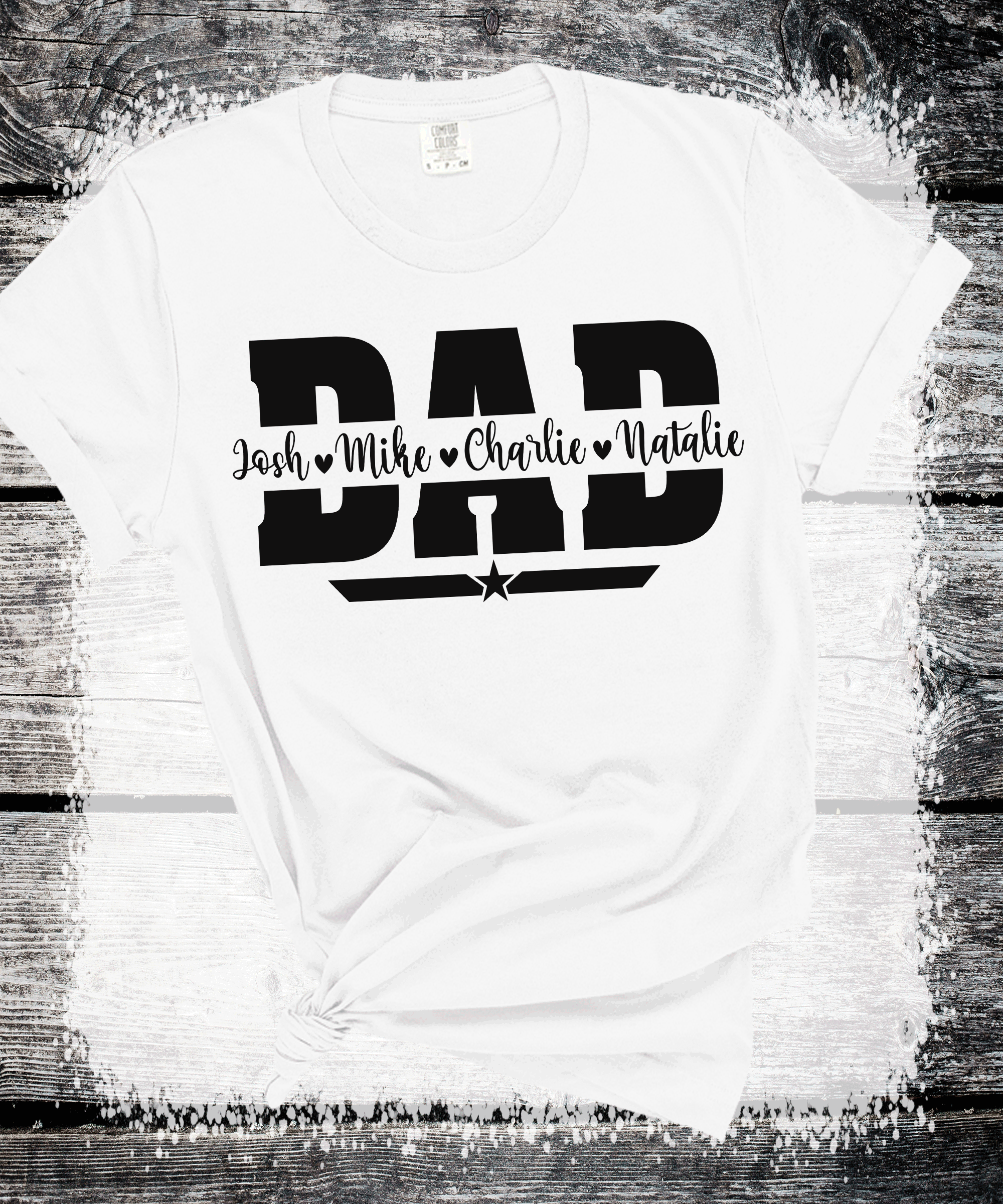 A Blessed Texas Mess Boutique Comfort Colors®  Custom Dad Shirt with Kid Names, Father's Day Gift, New Dad… — lifestyle worn / used context