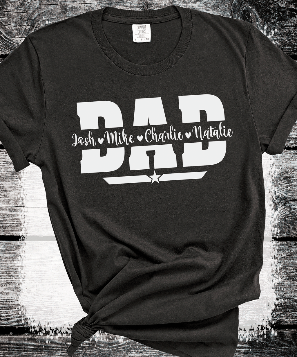 A Blessed Texas Mess Boutique Comfort Colors®  Custom Dad Shirt with Kid Names, Father's Day Gift, New Dad… — detail shot 6
