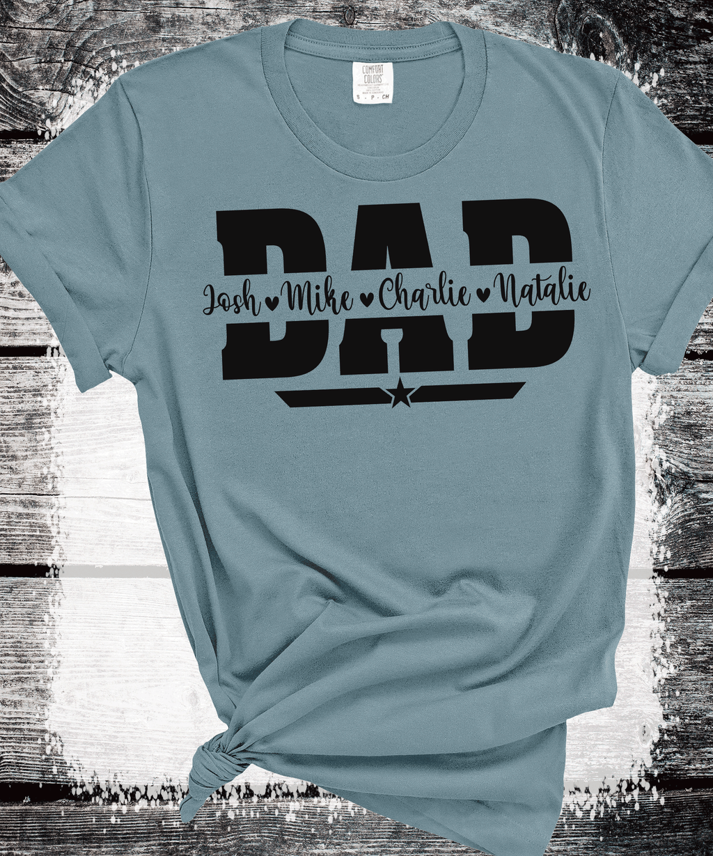 A Blessed Texas Mess Boutique Comfort Colors®  Custom Dad Shirt with Kid Names, Father's Day Gift, New Dad… — detail shot 8