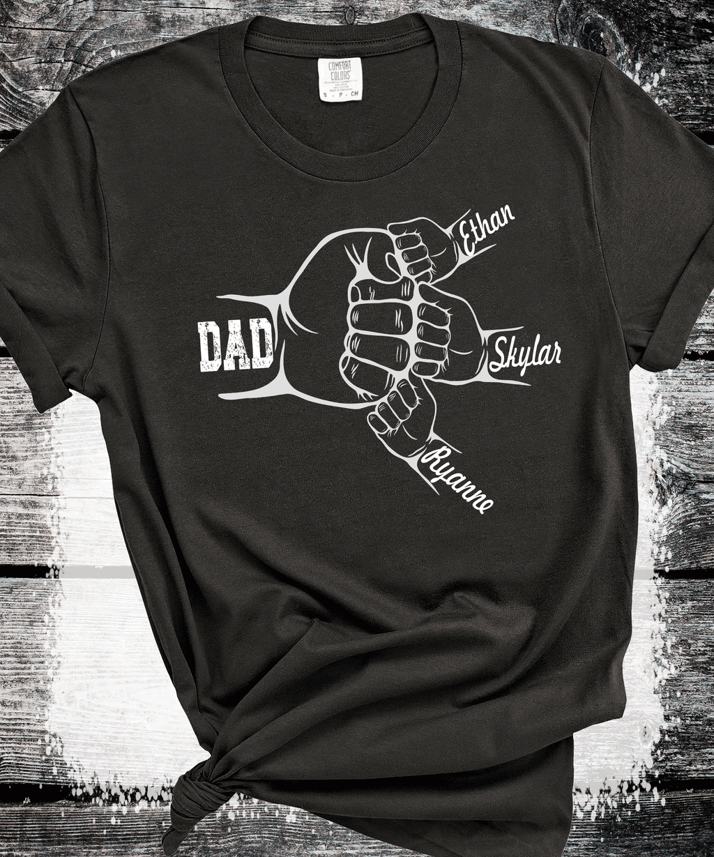 A Blessed Texas Mess Boutique Comfort Colors®  Custom Dad Shirt with Kid Names, Father's Day Gift, New Dad… — dtf / graphic shirts category context