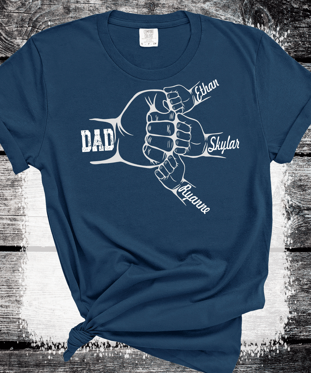 A Blessed Texas Mess Boutique Comfort Colors®  Custom Dad Shirt with Kid Names, Father's Day Gift, New Dad… — construction detail
