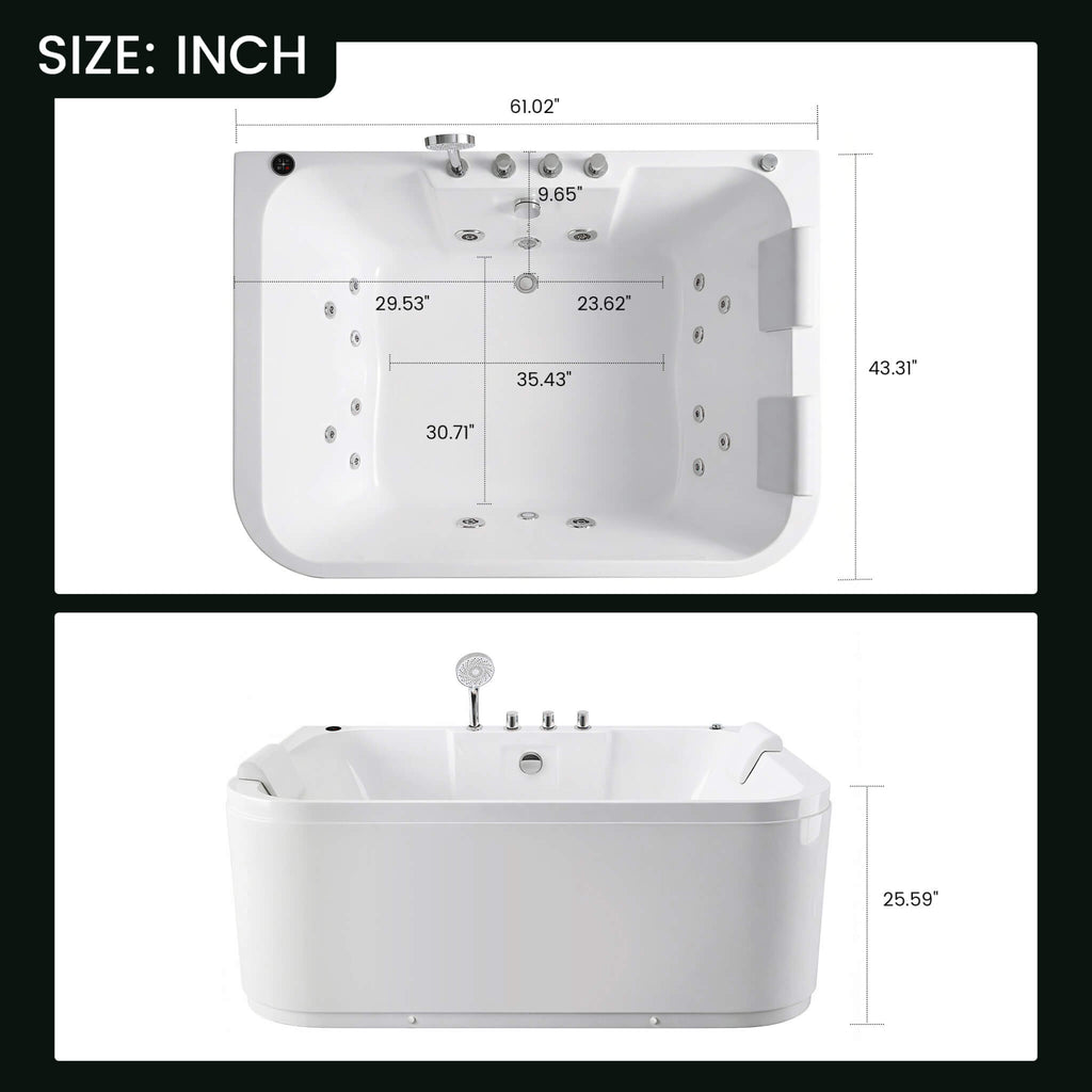 Nuvia 61-Inch 2-Person Acrylic Whirlpool Massage Bathtub With 16 Water Jets And LED Lights (SAK15780) – SAKSBY WHOLESALE, vie