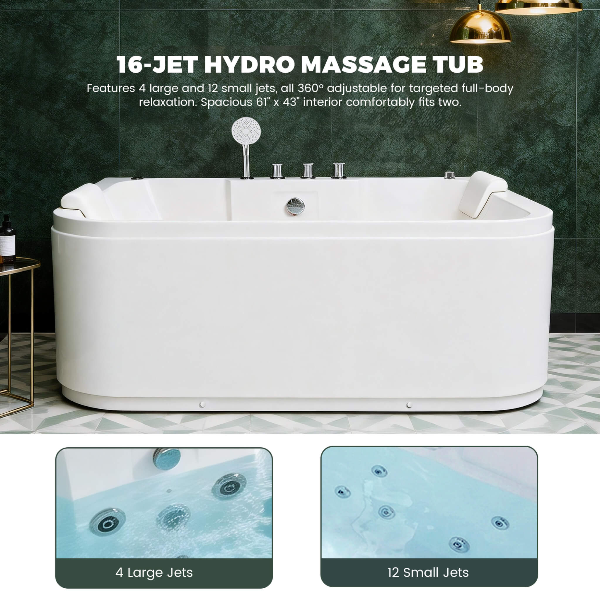 Nuvia 61-Inch 2-Person Acrylic Whirlpool Massage Bathtub With 16 Water Jets And LED Lights (SAK15780) – SAKSBY WHOLESALE, vie