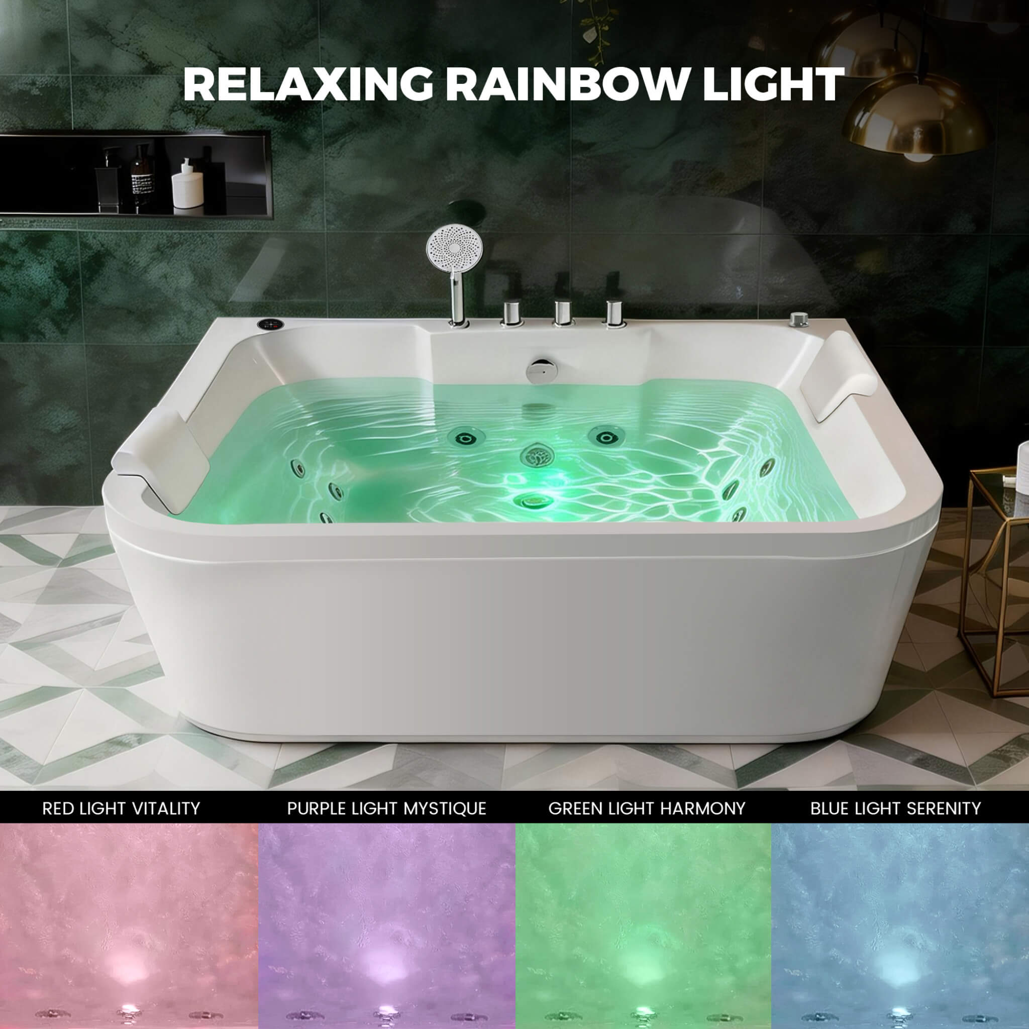 Nuvia 61-Inch 2-Person Acrylic Whirlpool Massage Bathtub With 16 Water Jets And LED Lights (SAK15780) – SAKSBY WHOLESALE, vie