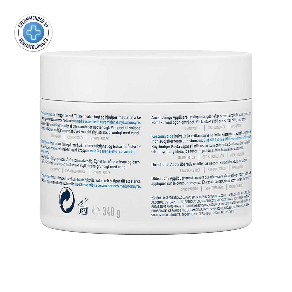 CeraVe Moisturizing Cream | Body and Face Moisturizer for Dry to Very Dry Skin | Body Cream with Hyaluronic Acid and Ceramides | Normal | Fragrance Free | 19 Oz | Packages May Vary