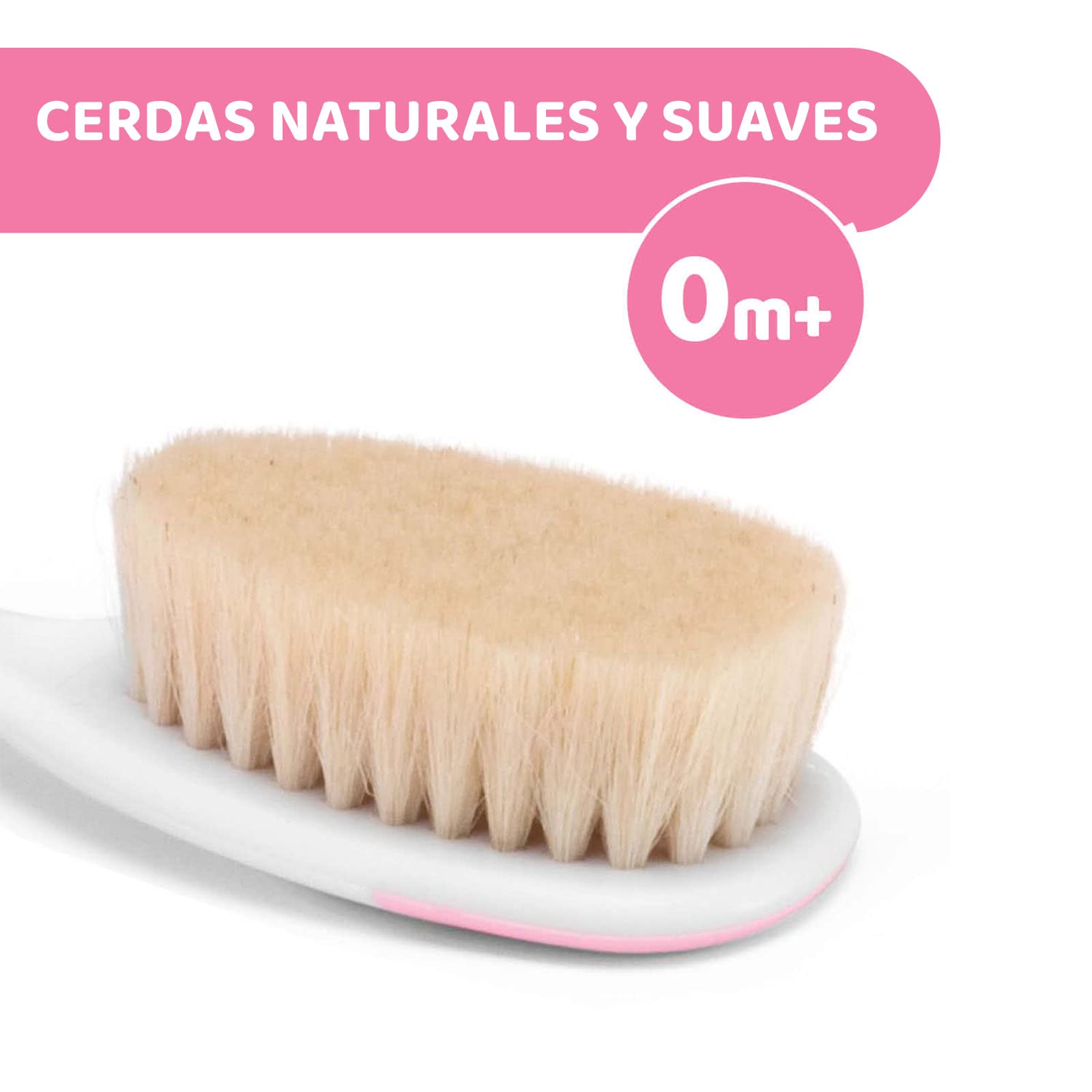 Chicco Baby Hair Brush and Comb Set for Newborns - Gentle Natural Bristle Brush and Safe Round-Tipped Comb for Infant Hair Care