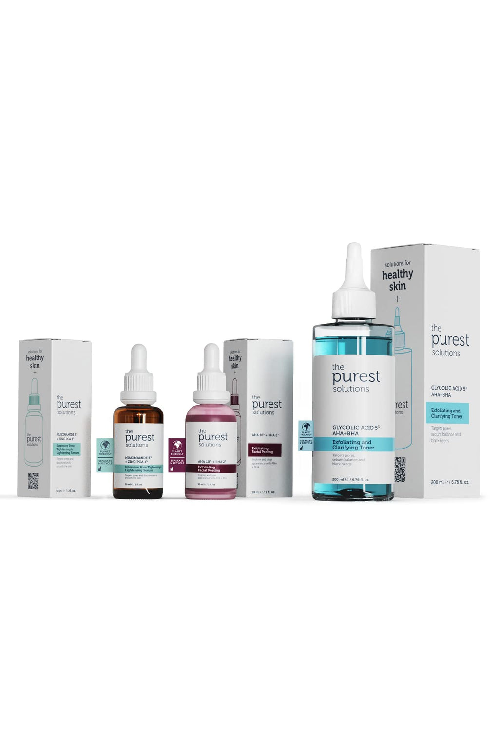 The Purest Solutions Skincare Set - Exfoliating, Pore Tightening & Toning for Uneven Skin Tone