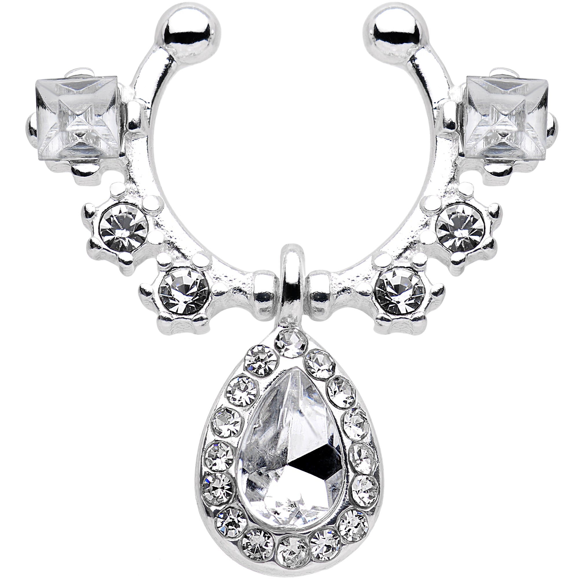 BodyCandy Clear Gem Silhouette Dangle Clip On Septum — main product shot