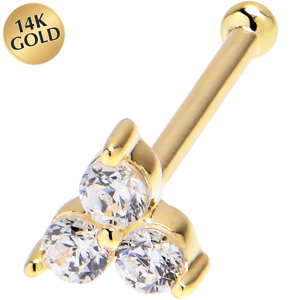 BodyCandy Solid 14K Yellow Gold Crystalline Gem Flower Nose Bone — main product shot