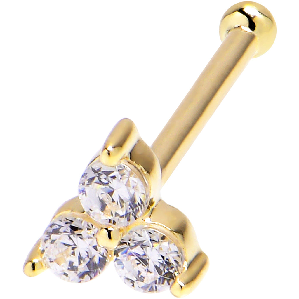 BodyCandy Solid 14K Yellow Gold Crystalline Gem Flower Nose Bone — lifestyle context