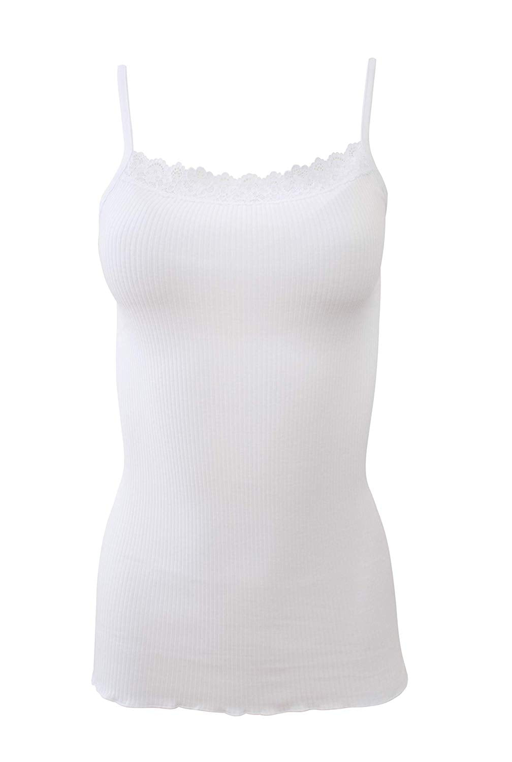 tittimitti BASIC COTTON Free Spirit Premium Quality 100% Cotton Women's Camisole with Lace Trim. — detail close-up
