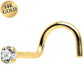 BodyCandy Solid 14K Yellow Gold 2mm Cubic Zirconia Solitaire Nose Ring — main product shot