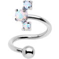 BodyCandy White Synthetic Opal Cluster Spiral Twister Top Mount Belly Ring — main product shot