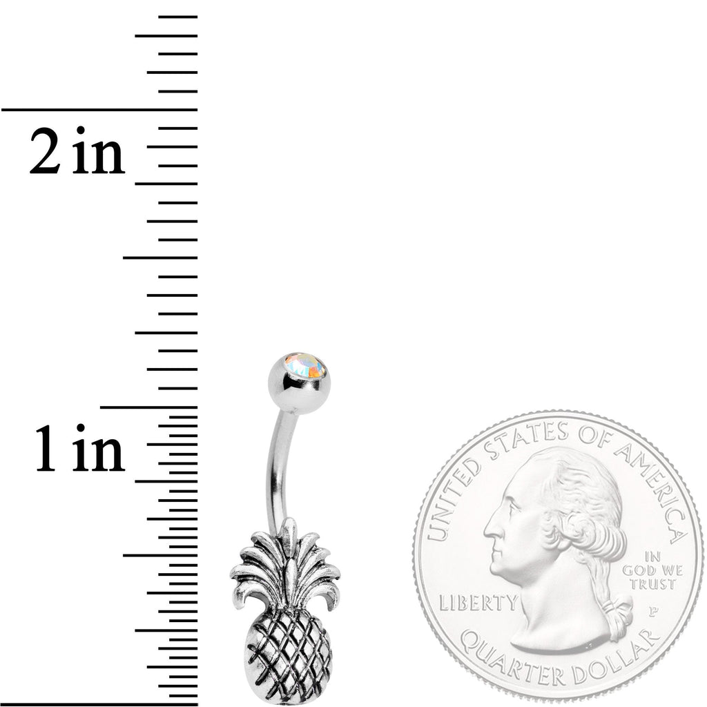 BodyCandy Clear Gem Tropical Pineapple Pizzazz Belly Ring — detail and construction