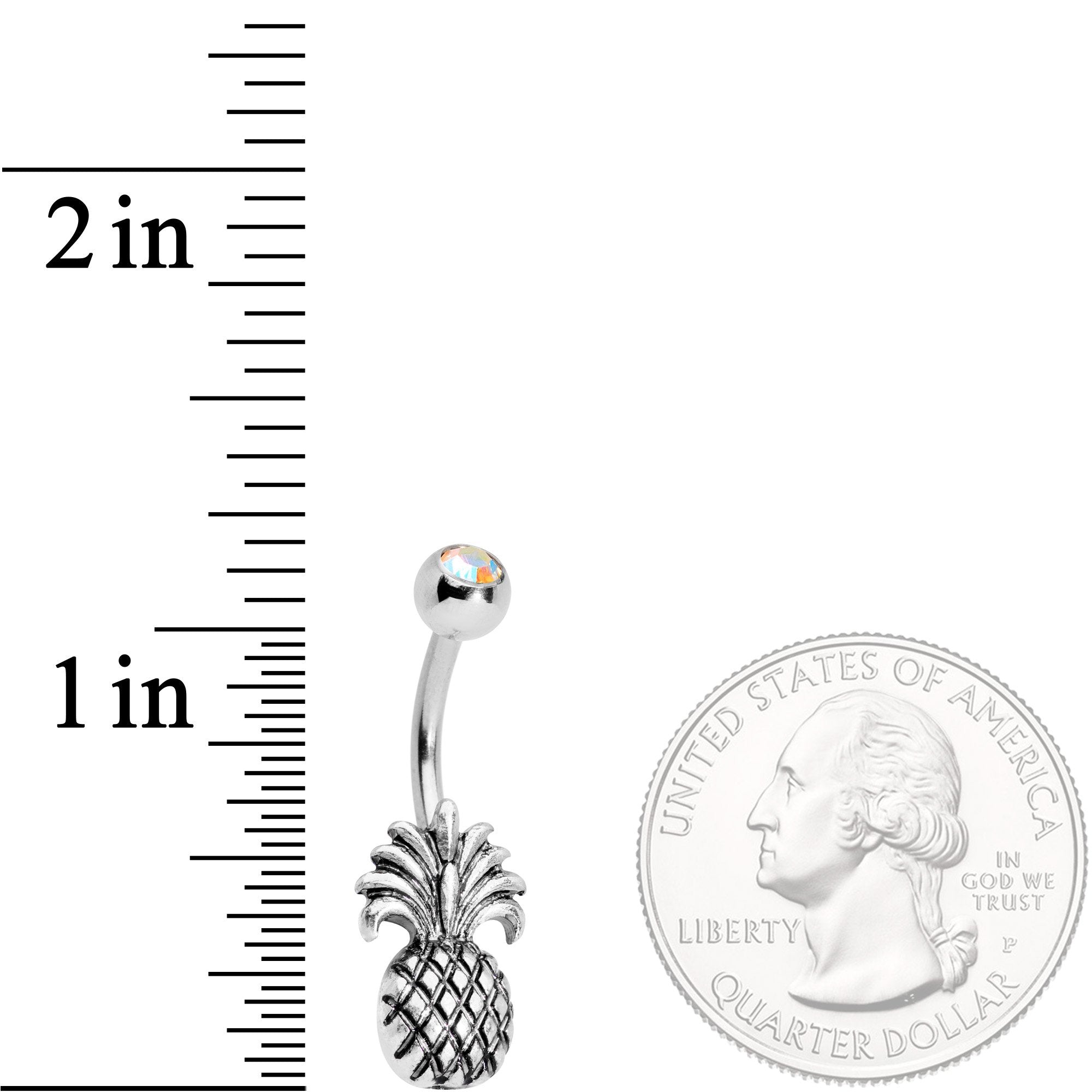 BodyCandy Clear Gem Tropical Pineapple Pizzazz Belly Ring — detail and construction