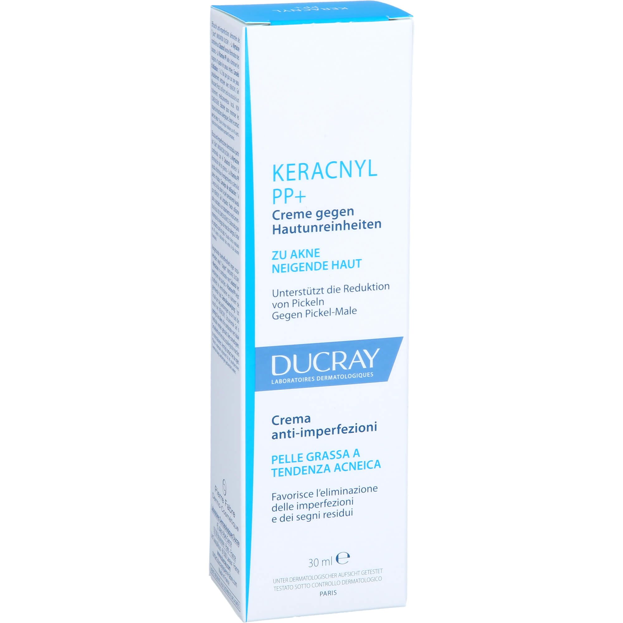 Ducray Keracnyl PP+ Soothing Cream for Acne-Prone Skin - 30ml, Reduces Imperfections & Spots