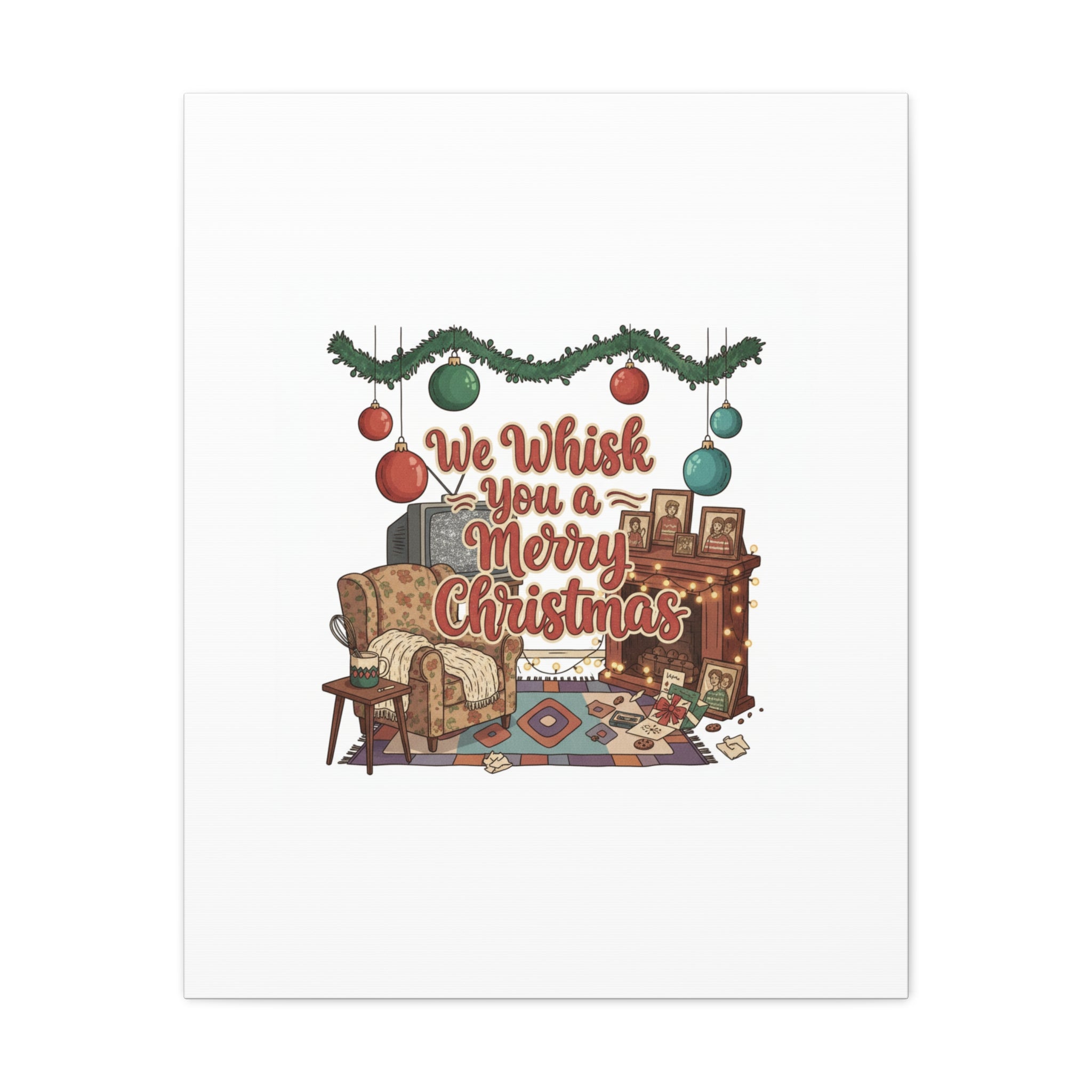 We Whisk You a Merry Christmas Canvas | Retro Christmas Decor, Vintage Holiday Print