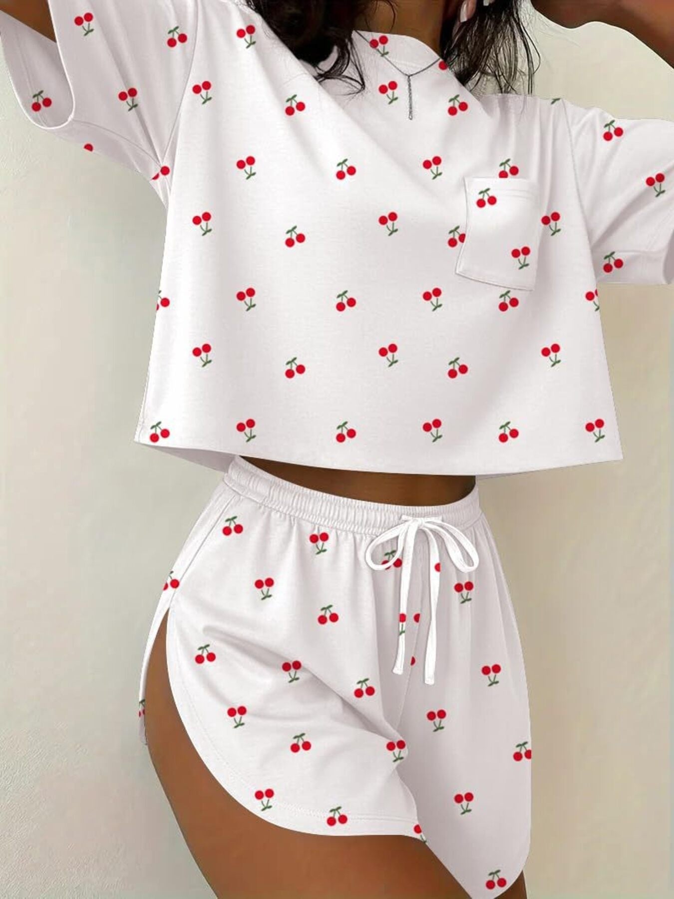 Printed Round Neck Tee and Shorts Set