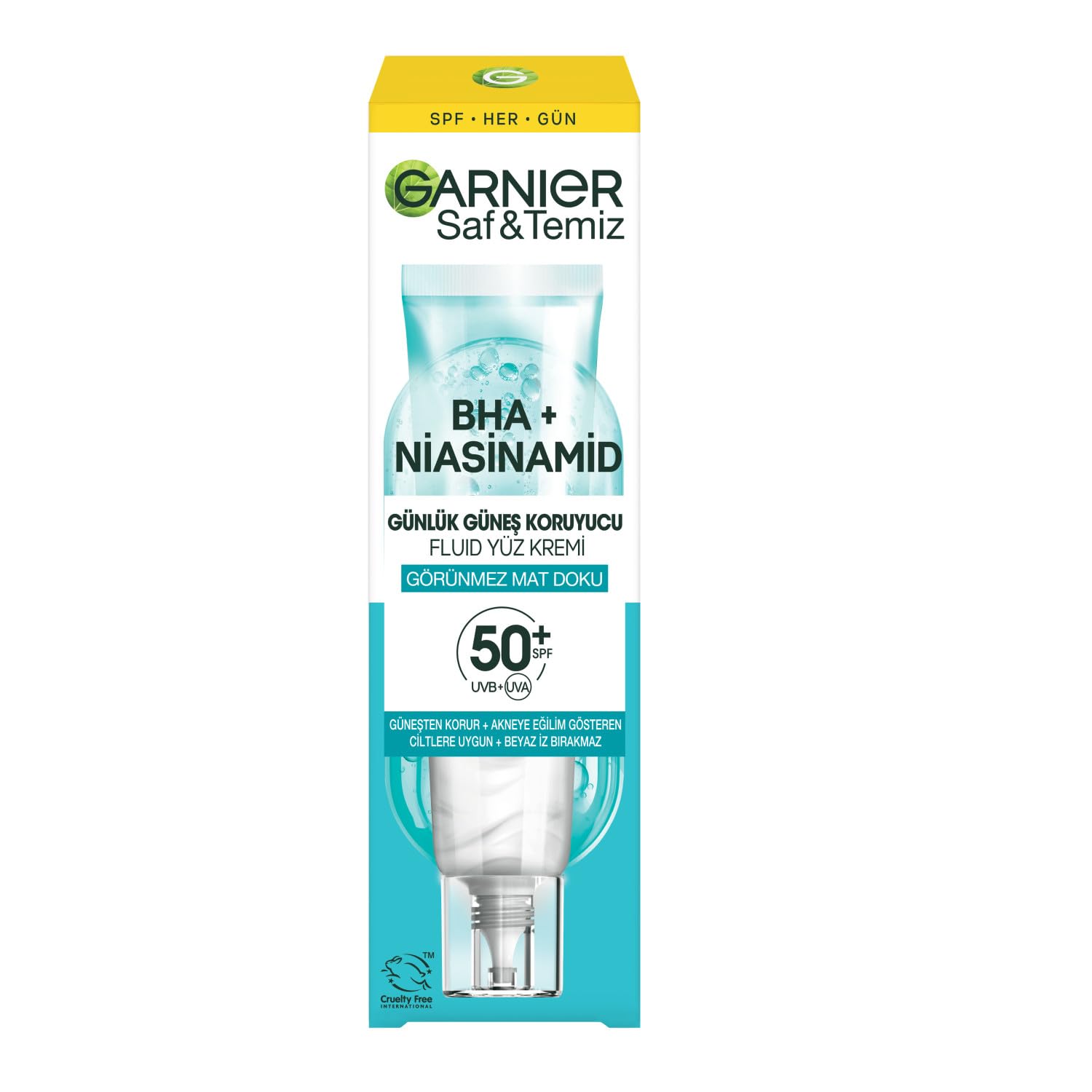 Garnier Daily Sunscreen Face Cream SPF 50+ - Non-comedogenic, Fragrance-free, BHA and Niacinamide for Acne-prone Skin