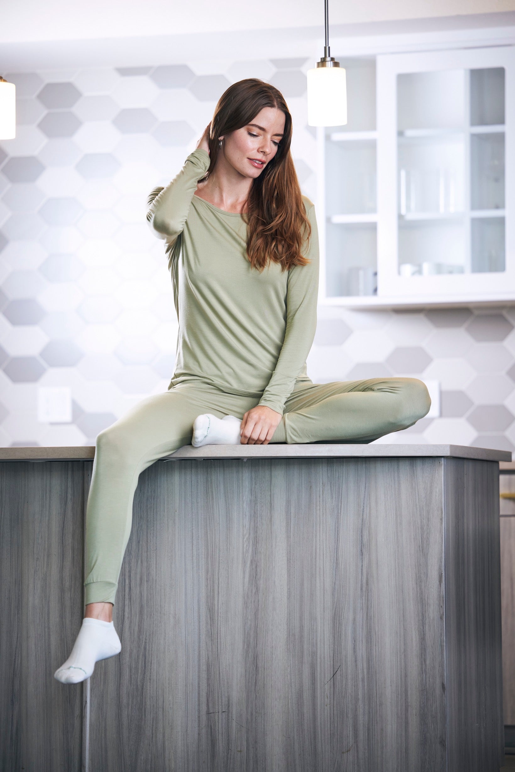 Spun Bamboo Women's Bamboo Lounge Set - Long Sleeve T-Shirt and Jogger Pants — main product shot