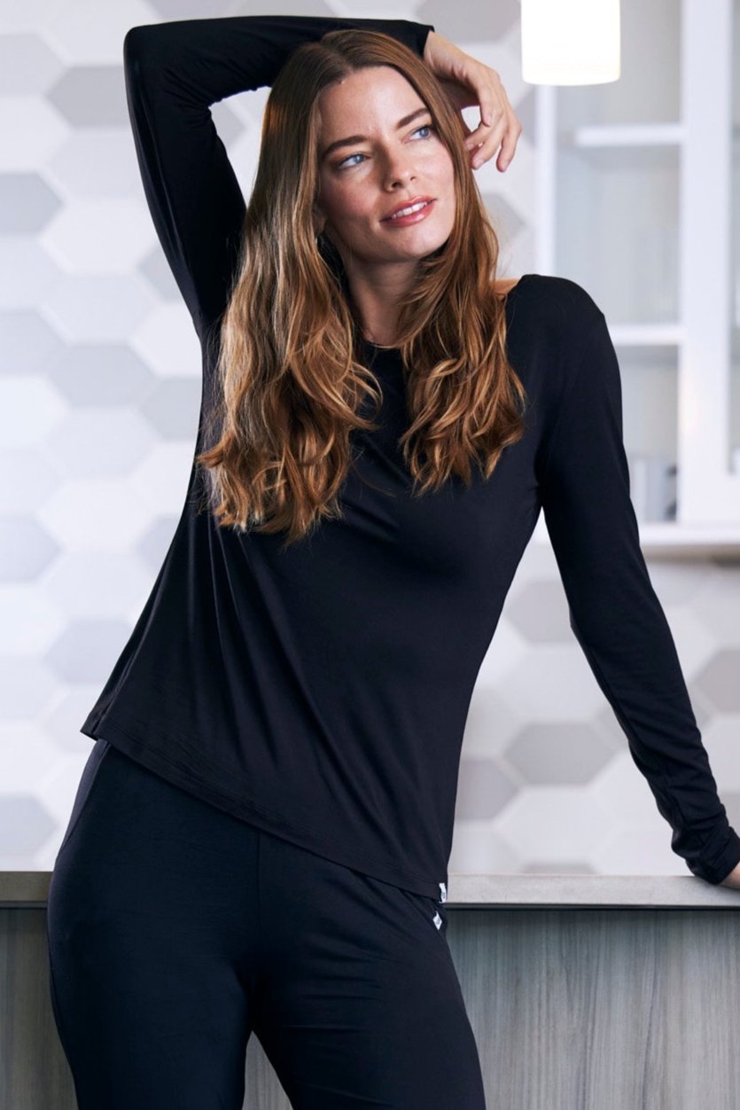 Spun Bamboo Women's Bamboo Lounge Set - Long Sleeve T-Shirt and Jogger Pants — size reference